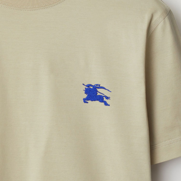 Sizing Burberry修身款刺绣logo圆领T恤-苔藓绿色。 80913951