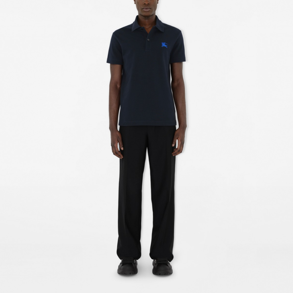 Shop Burberry  Slim Fit Logo Short Sleeve Polo Shirt - Dark Blue 80914231