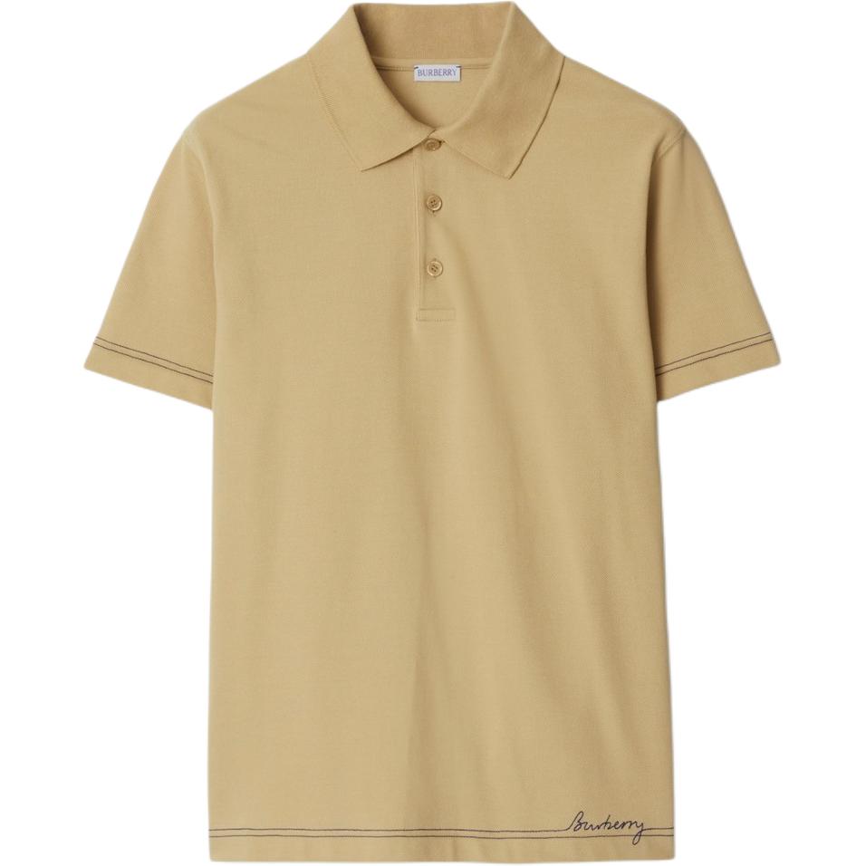Burberry  Slim Fit Polo Shirt with Embroidered Logo in Birch Brown. 80904891