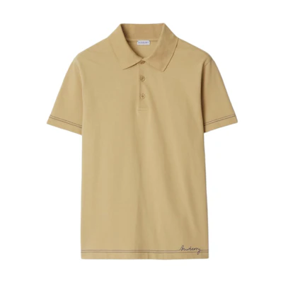 Burberry Slim Fit Polo Shirt with Embroidered Logo in Birch Brown. 80904891
