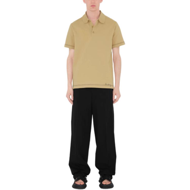 Shop Burberry  Slim Fit Polo Shirt with Embroidered Logo in Birch Brown. 80904891