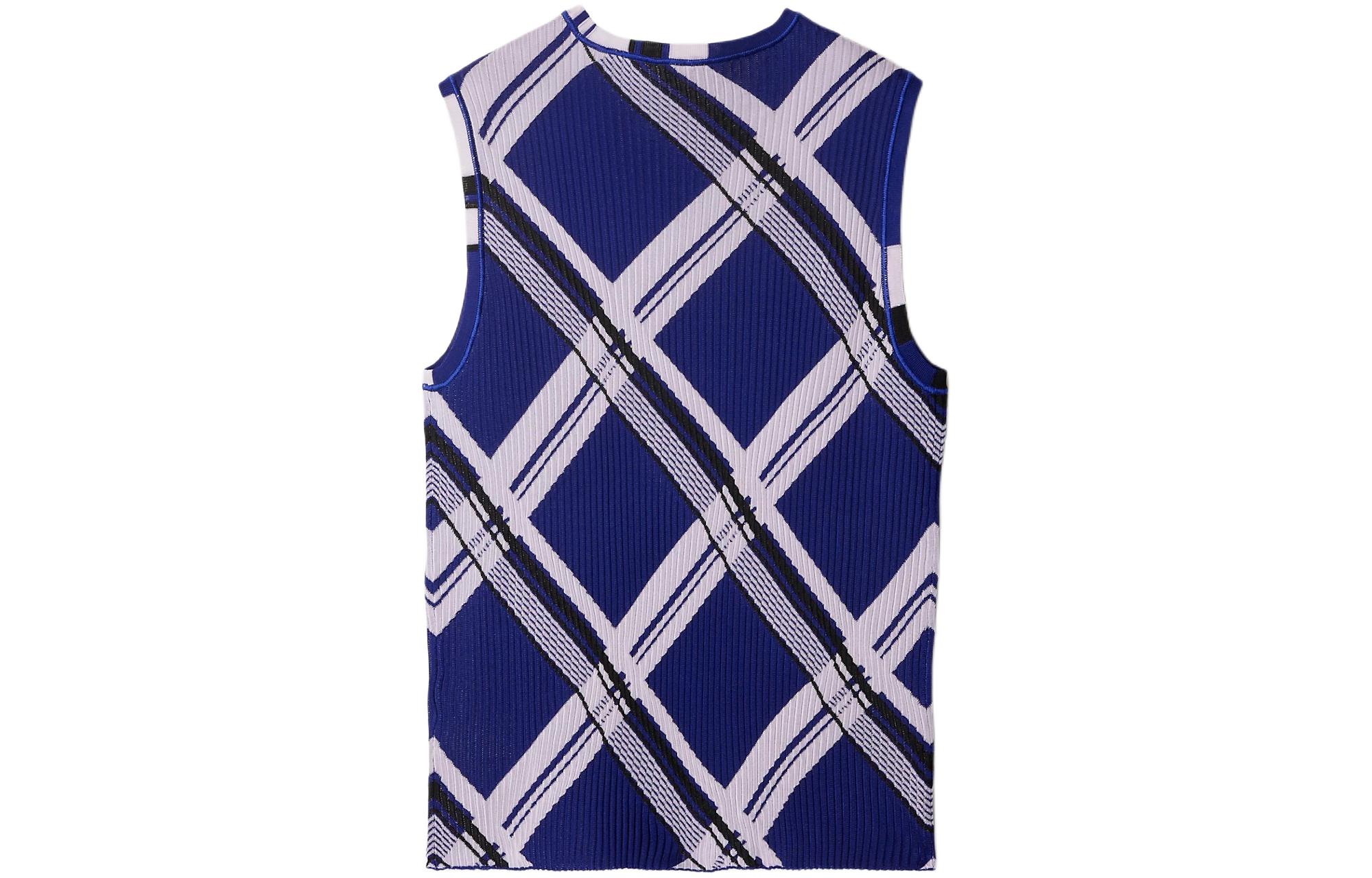 Lookbook バーバリー スリムフィットプルオーバーベスト ナイトブルー カラーブロックチェック 80872891