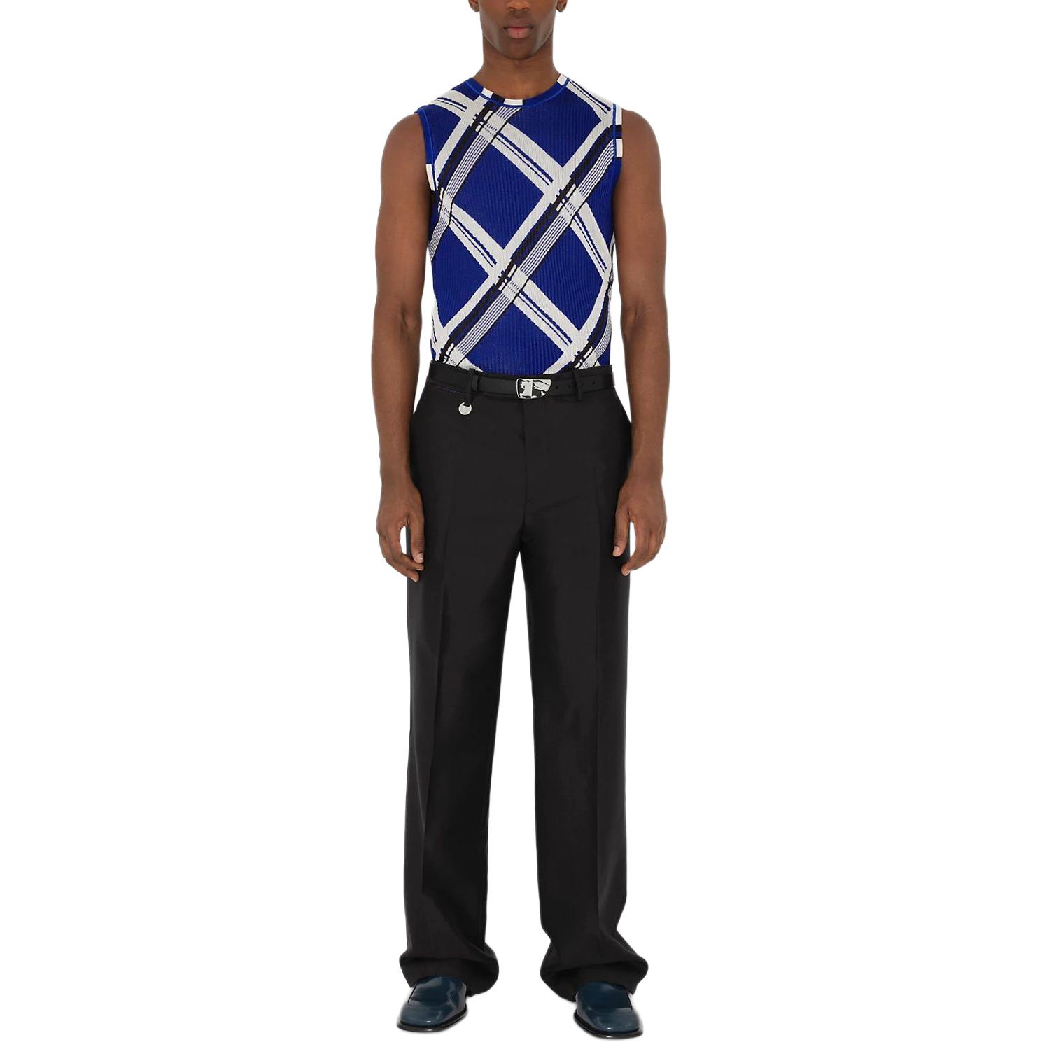 Purchase バーバリー スリムフィットプルオーバーベスト ナイトブルー カラーブロックチェック 80872891