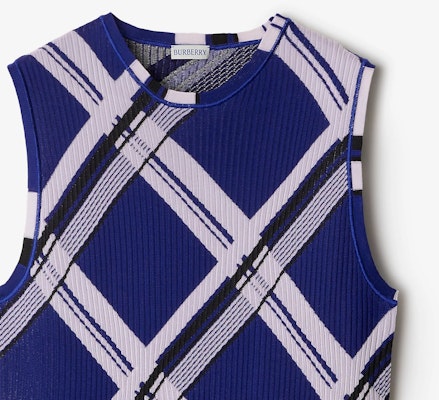 バーバリー スリムフィットプルオーバーベスト ナイトブルー カラーブロックチェック 80872891 1