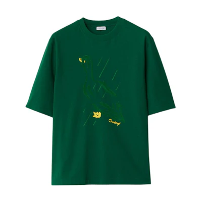 Burberry Slim Fit T-Shirt Animal Letter Logo Print Ivy Green 80918741