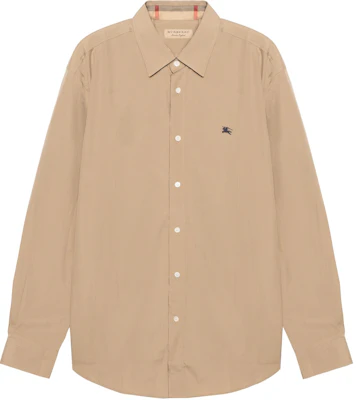 Burberry Solid Beige Single-Breasted Long-Sleeve Shirt with Embroidered Logo 8036288 Order Burberry Solid Beige Single-Breasted Long-Sleeve Shirt with Embroidered Logo 8036288