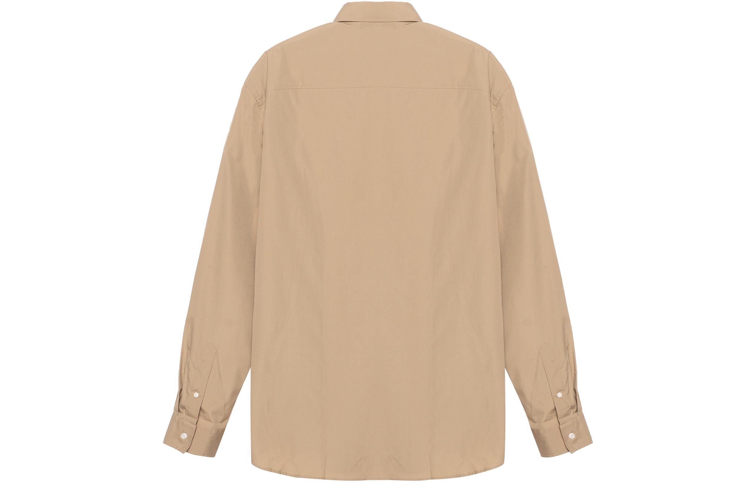 Burberry  Solid Beige Single-Breasted Long-Sleeve Shirt with Embroidered Logo 8036288 圖 3