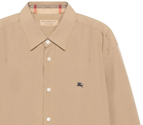 Burberry Solid Beige Single-Breasted Long-Sleeve Shirt with Embroidered Logo 8036288 Sizing Burberry Solid Beige Single-Breasted Long-Sleeve Shirt with Embroidered Logo 8036288
