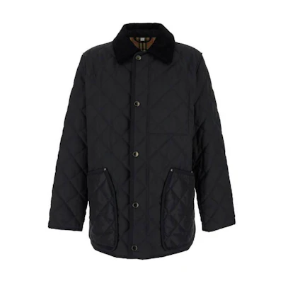Burberry Solid Black Mid-Length Single-Breasted Jacket 80964471