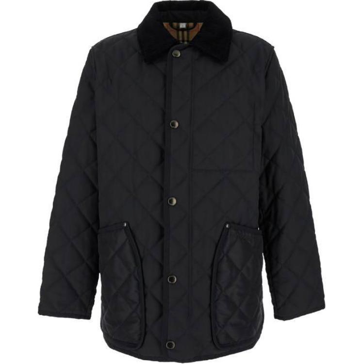 Order Burberry Chaqueta Negra Sólida de Largo Medio con Botonadura Simple 80964471