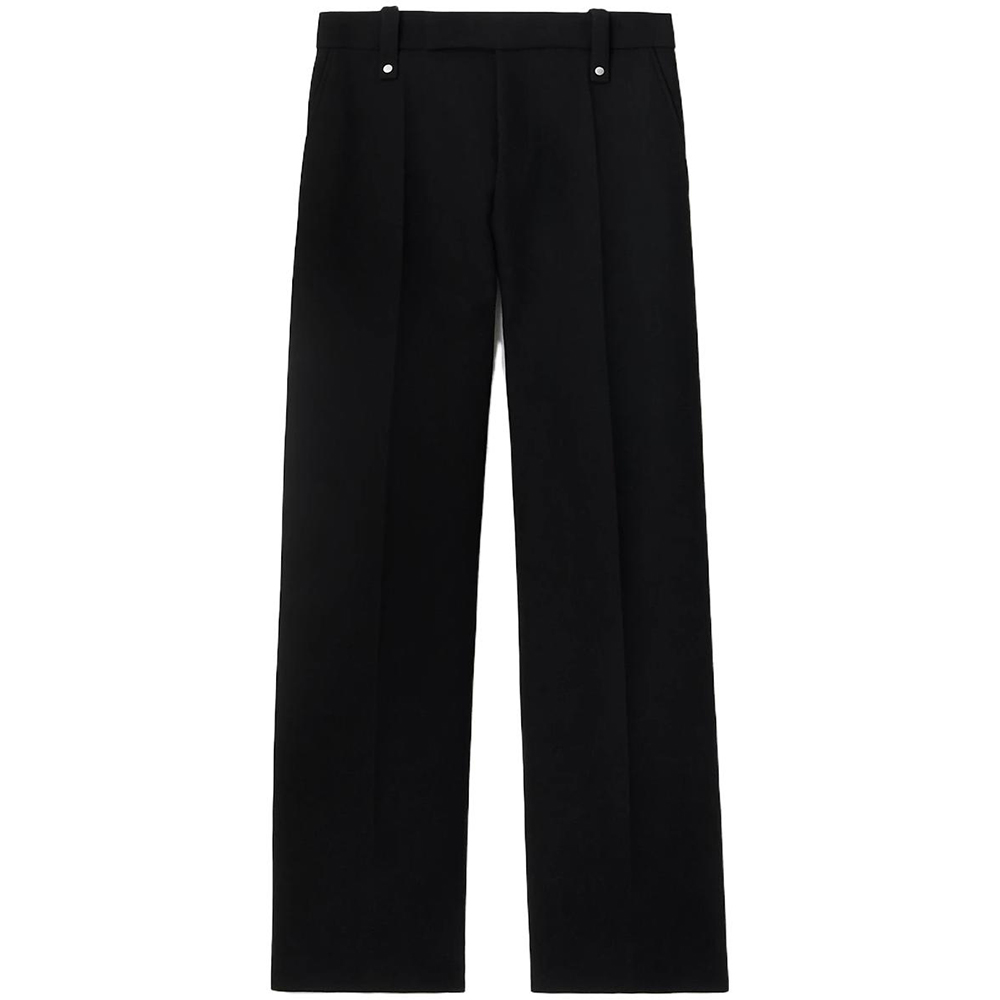 Burberry  Solid Black Mid-Waist Loose Fit Straight Casual Pants. 80774291