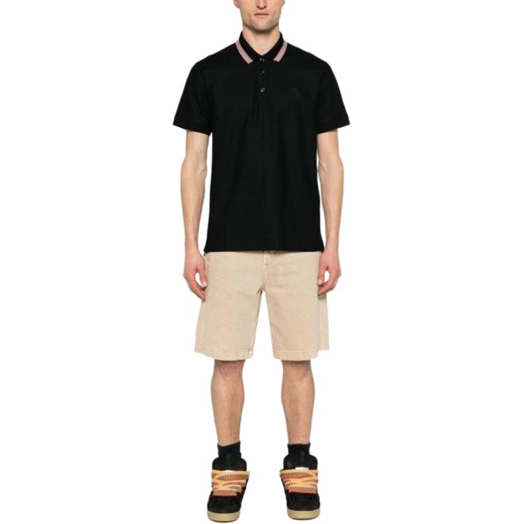 Lookbook バーバリー ソリッドブラック ポロシャツ 半袖 Tシャツ 80840171