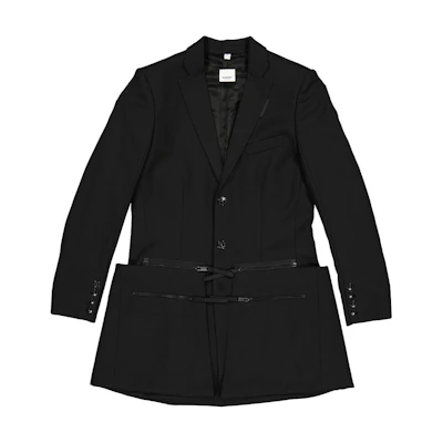 Burberry Solid Black Single-Breasted Blazer Jacket 45634931