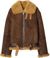Burberry Solid Brown Leather Aviator Jacket with Zip and Collar. 80953831 Burberry Solid Brown Leather Aviator Jacket with Zip and Collar. 80953831