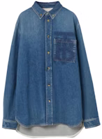 Burberry Solid Casual Denim Long Sleeve Shirt Blue 80676401 Burberry Solid Casual Denim Long Sleeve Shirt Blue 80676401