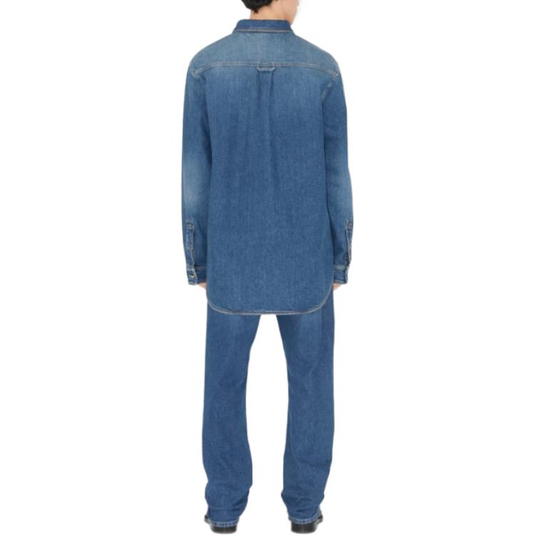 Lookbook Burberry  Solid Casual Denim Long Sleeve Shirt Blue 80676401