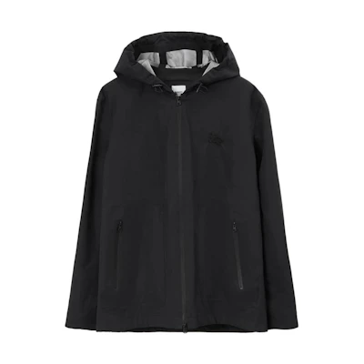 Burberry Solid Color Appliqué Zip-Up Hoodie Jacket - Black 80704771