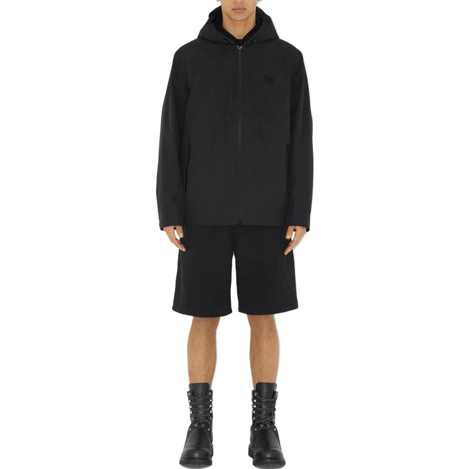 Burberry  Solid Color Appliqué Zip-Up Hoodie Jacket - Black 80704771 圖 3