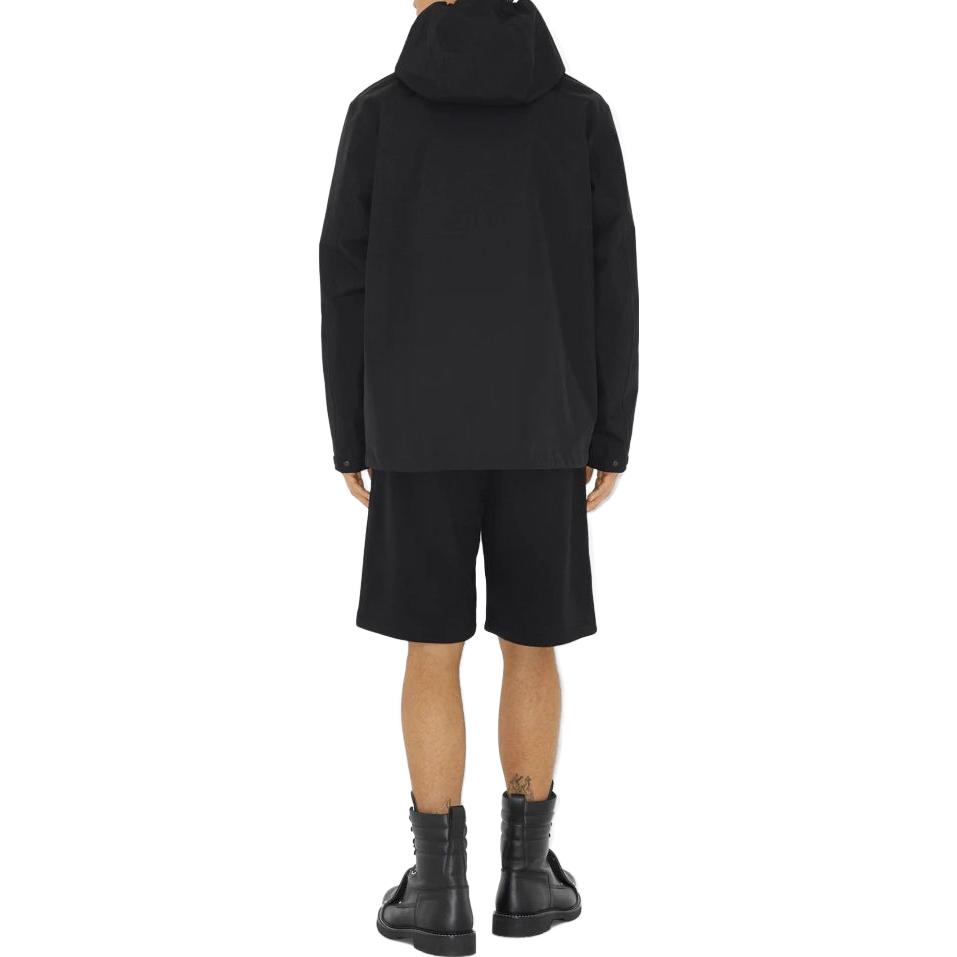 Burberry  Solid Color Appliqué Zip-Up Hoodie Jacket - Black 80704771 圖 4