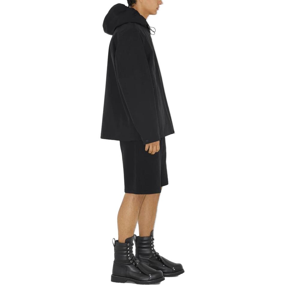 Burberry  Solid Color Appliqué Zip-Up Hoodie Jacket - Black 80704771 圖 5