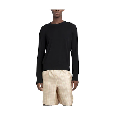 Burberry Solid Color Black Crewneck Sweater Long Sleeve 80777501