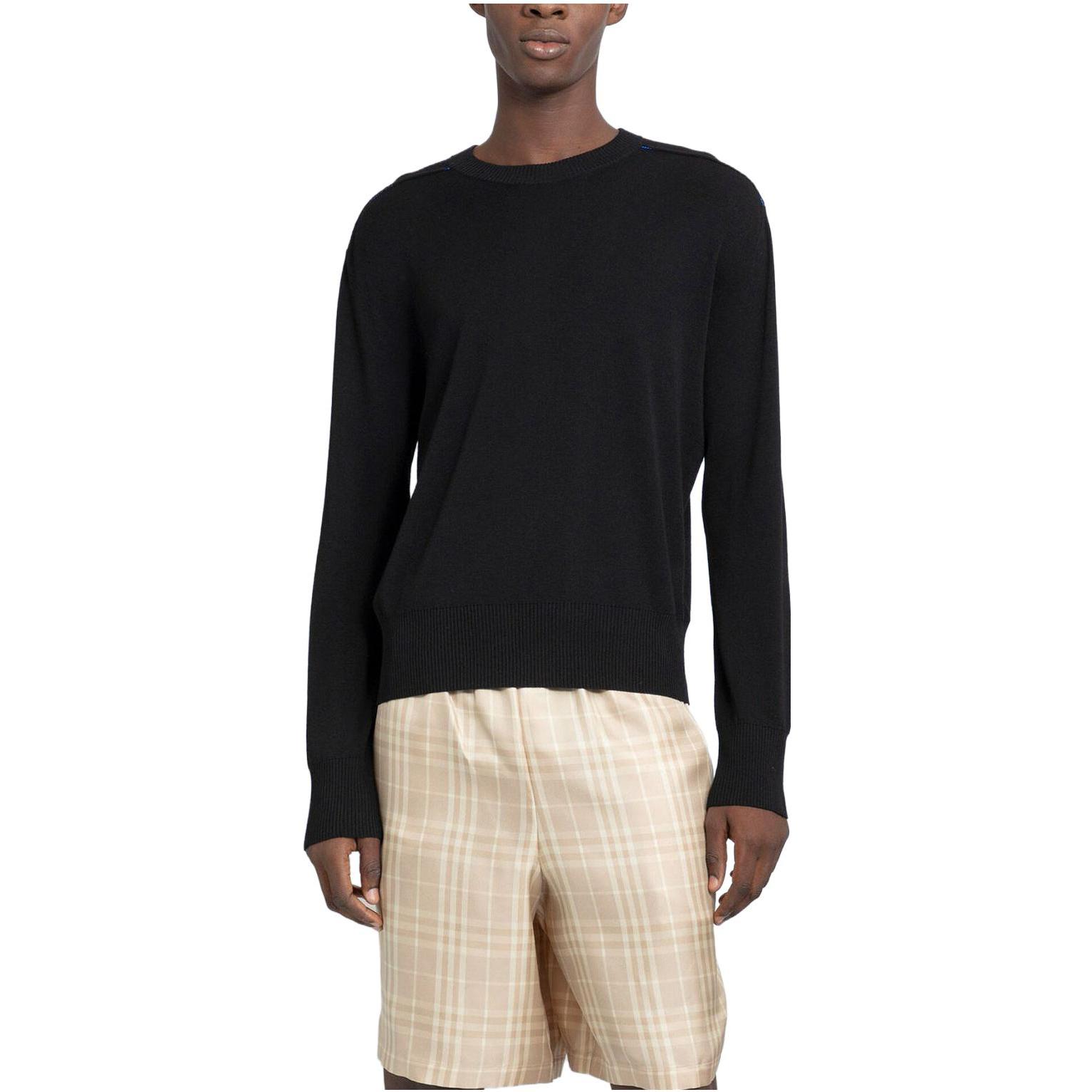 Lookbook 버버리 솔리드 컬러 블랙 긴팔 크루넥 스웨터 80777501