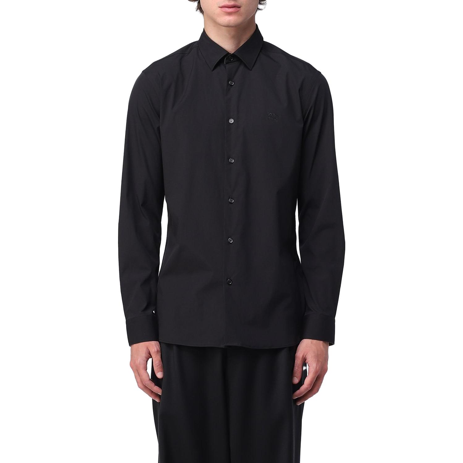 Lookbook 버버리 솔리드 컬러 버튼업 셔츠 - 블랙 8071799