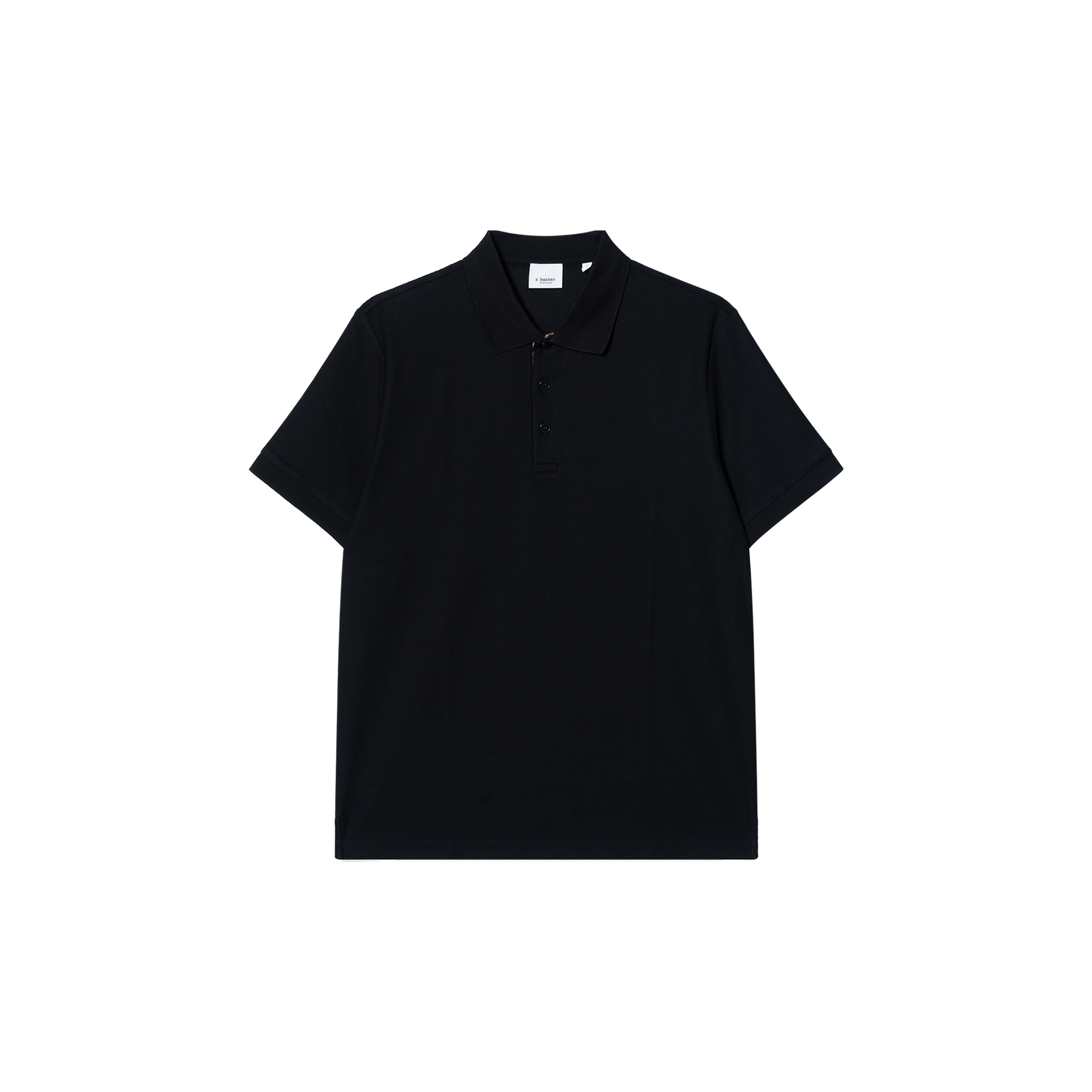 Burberry  Solid Color Button-Up Short Sleeve Polo Shirt Black 80843961