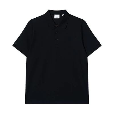 Burberry Solid Color Button-Up Short Sleeve Polo Shirt Black 80843961