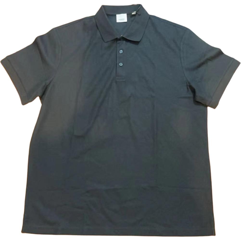 Burberry  Solid Color Button-Up Short Sleeve Polo Shirt Black 80843961 圖 2