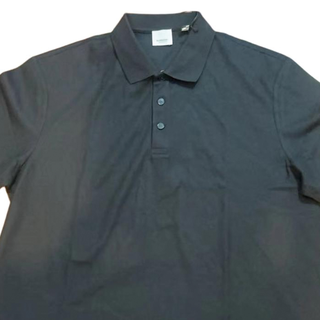 Burberry  Solid Color Button-Up Short Sleeve Polo Shirt Black 80843961 圖 4