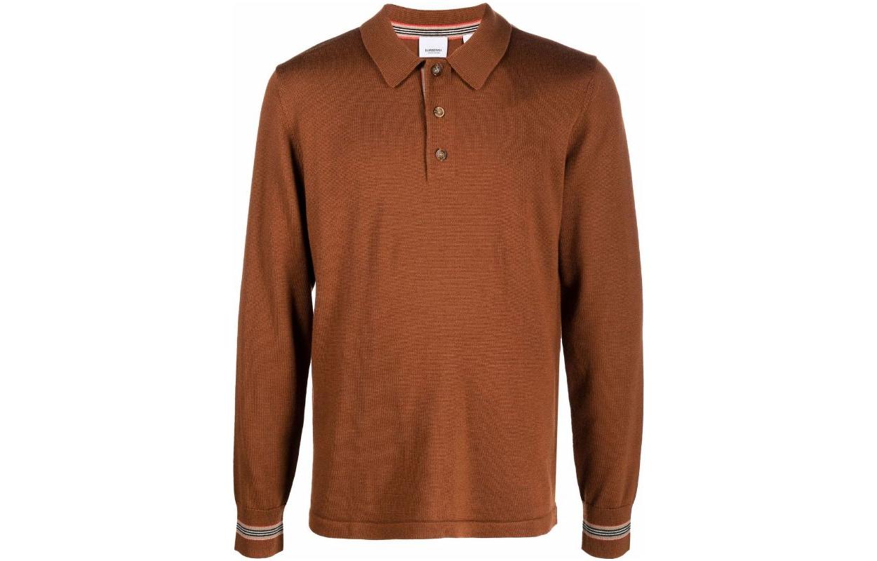 Order Burberry Baju Polo Lengan Panjang Kasual Warna Solid 80443391