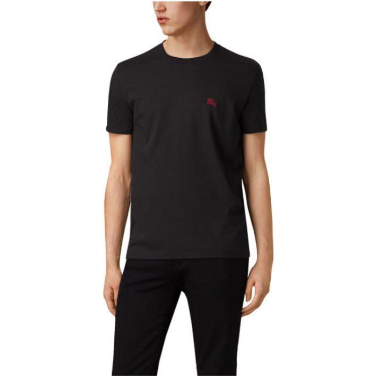 Burberry  Solid Color Crew Neck Casual T-Shirt Black. 39650661 圖 4