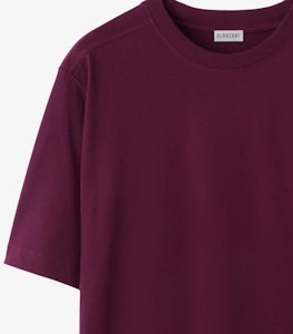 Burberry Baju T-Shirt Leher Bulat Lengan Pendek Warna Merah Mawar. 80777411 Shop Burberry Baju T-Shirt Leher Bulat Lengan Pendek Warna Merah Mawar. 80777411