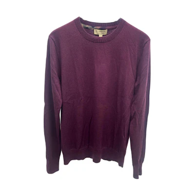 Burberry Solid Color Crewneck Knitted Sweater - Burgundy Red 40200301