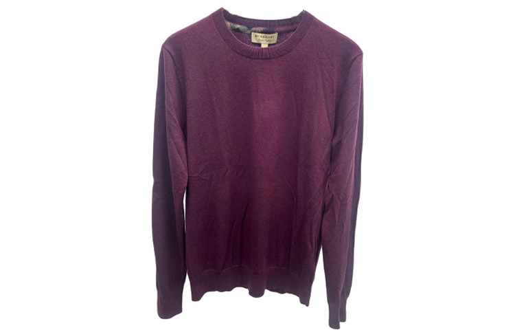 Order Burberry Sweater Rajut Crewneck Warna Solid - Merah Burgundy 40200301