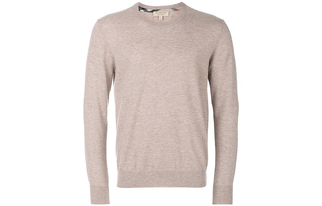 Burberry  Solid Color Crewneck Long Sleeve Sweater Khaki 40228291