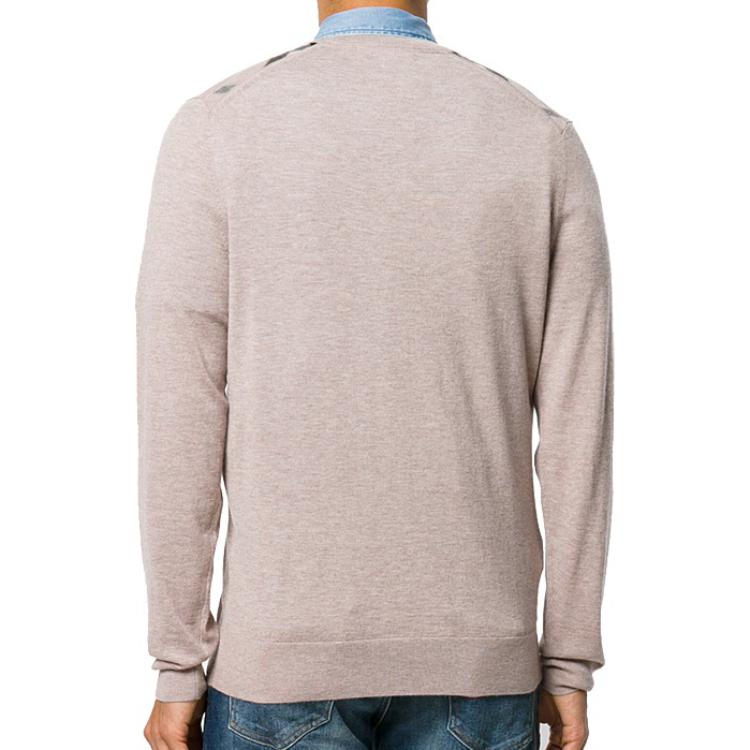 Shop Burberry Baju Sejuk Lengan Panjang Khaki Crewneck Warna Solid 40228291