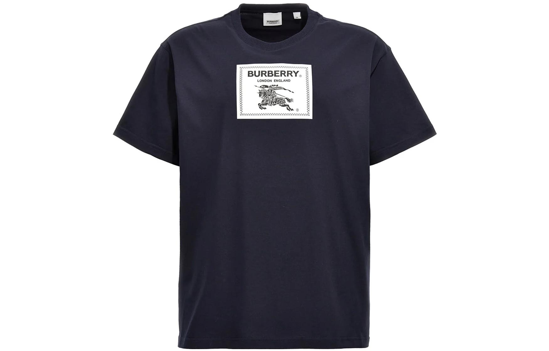 Burberry  Solid Color Crewneck Slim Fit T-Shirt Navy Blue BR 8068801 -2