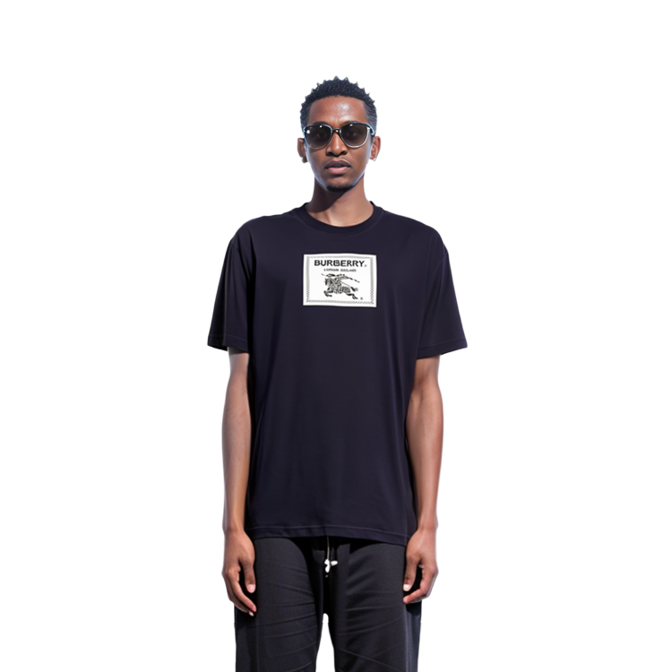 Burberry  Solid Color Crewneck Slim Fit T-Shirt Navy Blue BR 8068801 -2 圖 4