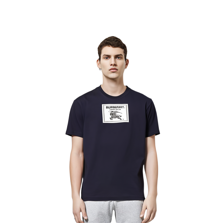 Burberry  Solid Color Crewneck Slim Fit T-Shirt Navy Blue BR 8068801 -2 圖 5