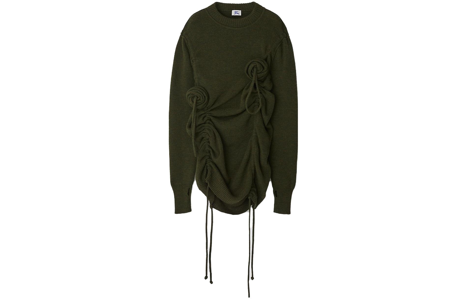 Order 博柏利纯色系带玫瑰羊毛毛衣军事绿色款 80769211