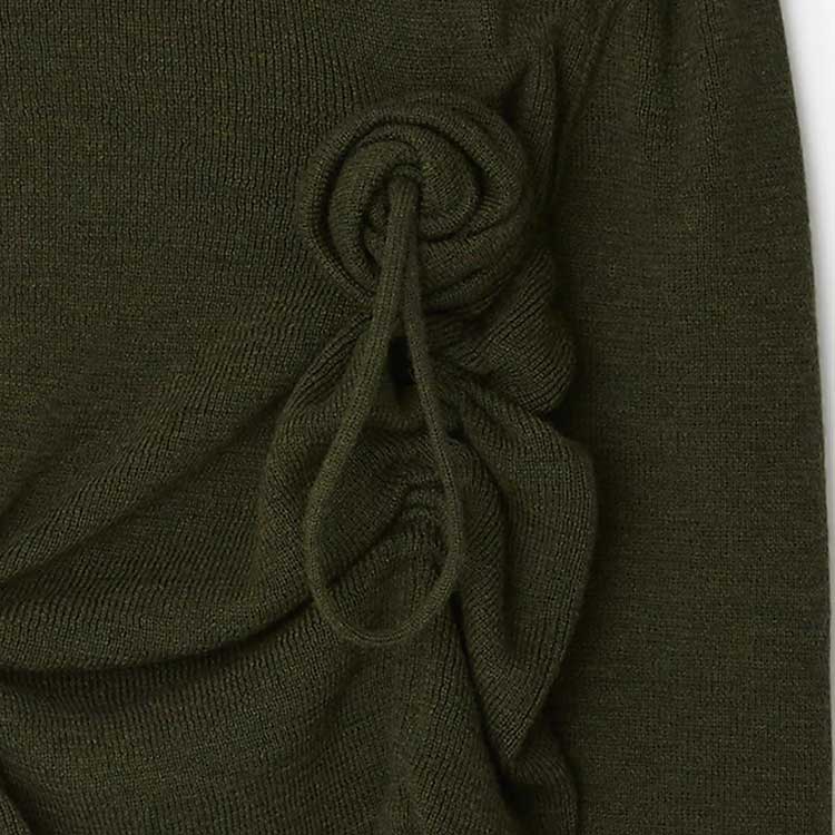 Lookbook 博柏利纯色系带玫瑰羊毛毛衣军事绿色款 80769211