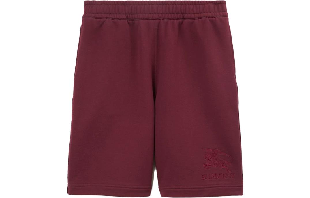 Burberry  Solid Color Elastic Straight-Leg Letter Shorts in Deep Red. 80720031