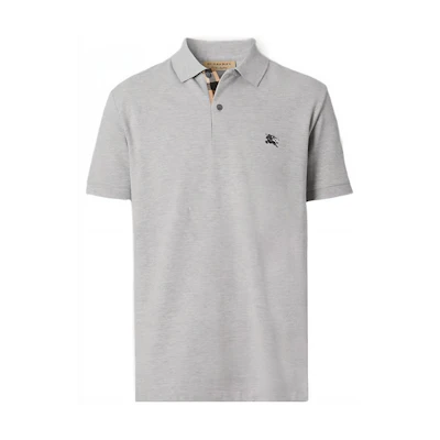 Burberry Solid Color Embroidered Logo Short Sleeve Polo Shirt Grey 80362491