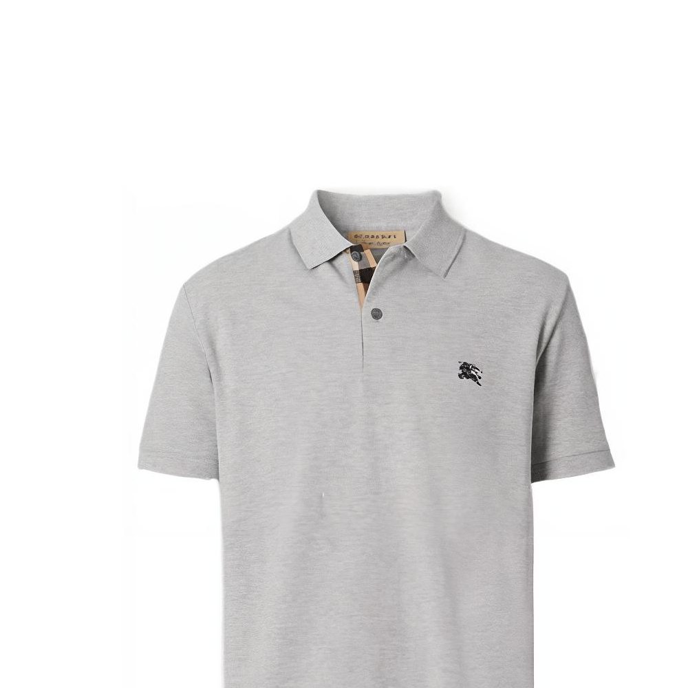 Burberry  Solid Color Embroidered Logo Short Sleeve Polo Shirt Grey 80362491 圖 8