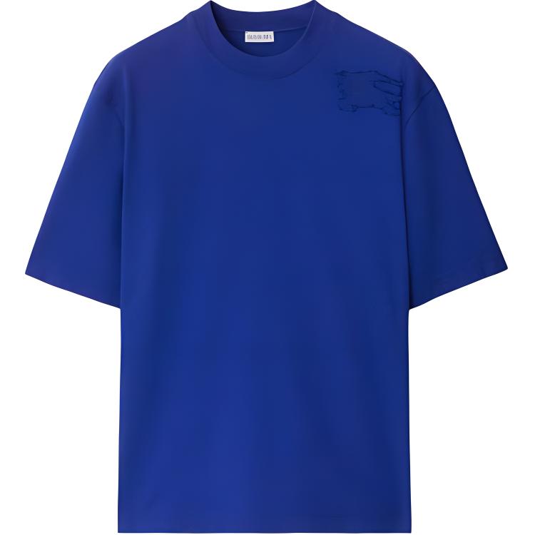 Burberry  Solid Color Equestrian Logo Crewneck T-Shirt in Knight Blue. 80849501