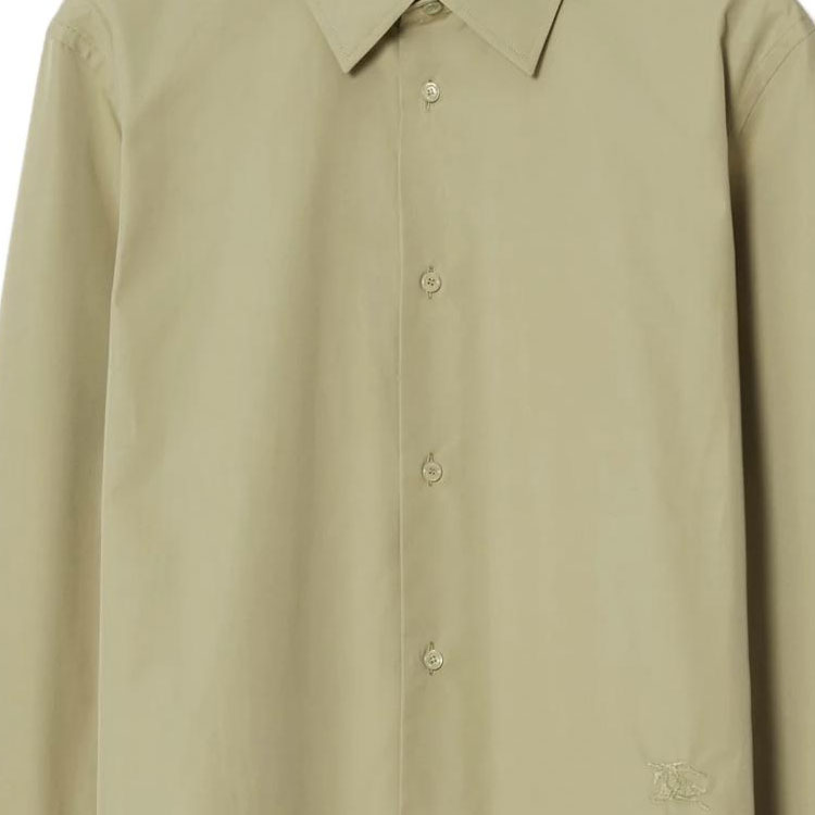 Purchase 버버리 솔리드 컬러 승마 로고 긴팔 셔츠 - 올리브 그린 80764321