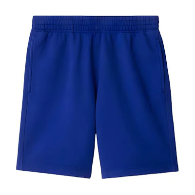 Burberry Solid Color Equestrian Logo Straight-Cut Shorts Navy Blue. 80849581