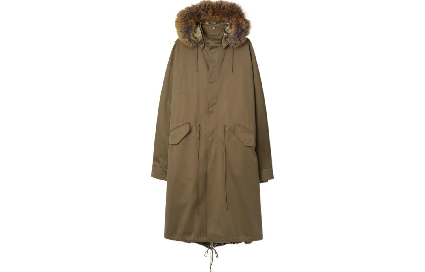 Burberry  Solid Color Hooded Casual Long Sleeve Coat in Tan. 80791991